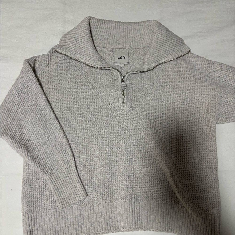 Aerie Half-Zip Waffle-Knit Sweater